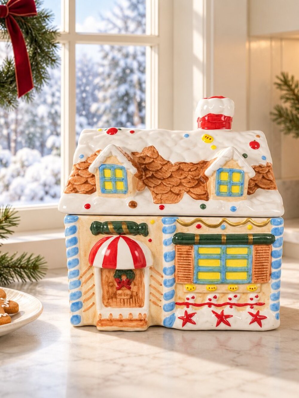 HomeTrends Asia Master Group Gingerbread House Cookie Jar Christmas w/ Box